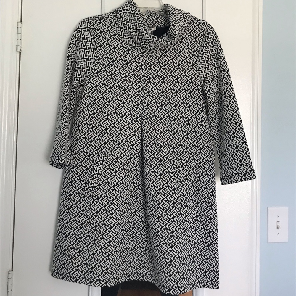 Tyler Boe Kim Cowl navy Greek key sweater dress!